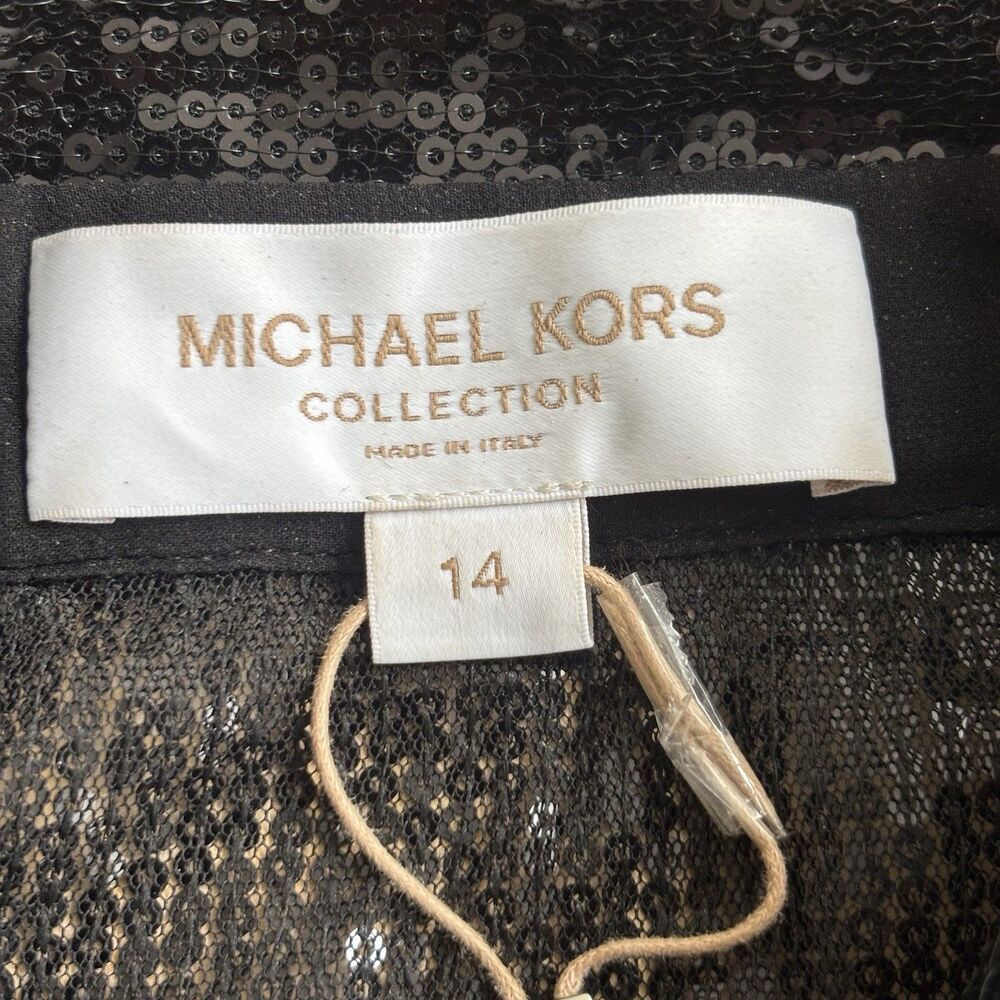 Michael Kors Collection Black Sequin Button-Up Top Womens Size 14 Italy - Picture 4 of 16